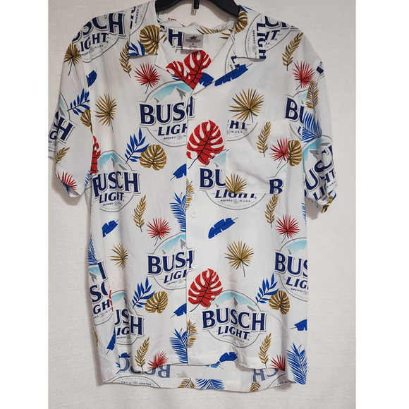 busch light collared button down short sleeve shirt medium - Picture 3 of 7